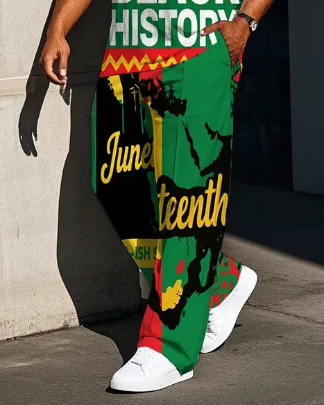 Big & Tall Black Juneteenth Vest Pants Set for big men view 3