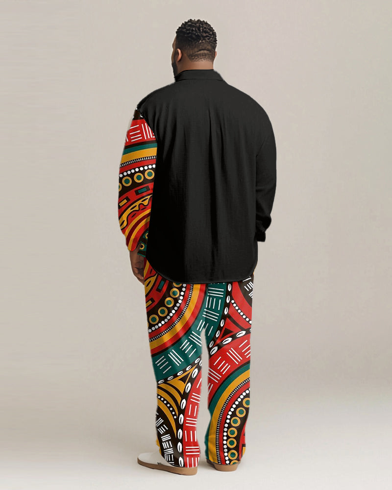 Big & Tall Graphic Patchwork T-Shirt Pants Set for big men view 2
