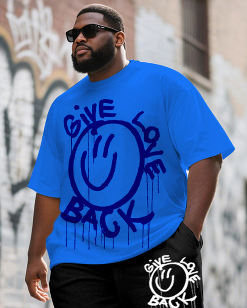 Big & Tall Graphic Graffiti T-Shirt Shorts Set for big men view 2