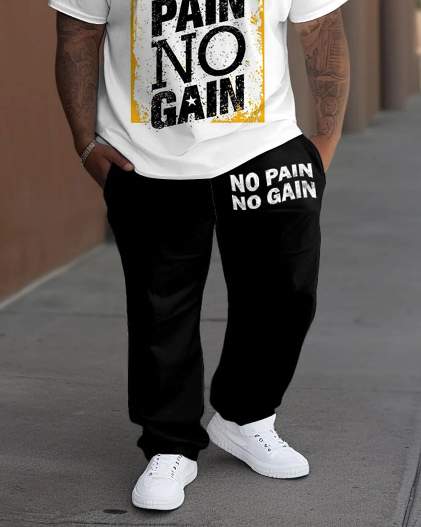 Big & Tall Graphic T-Shirt Pants Set for big men view 3