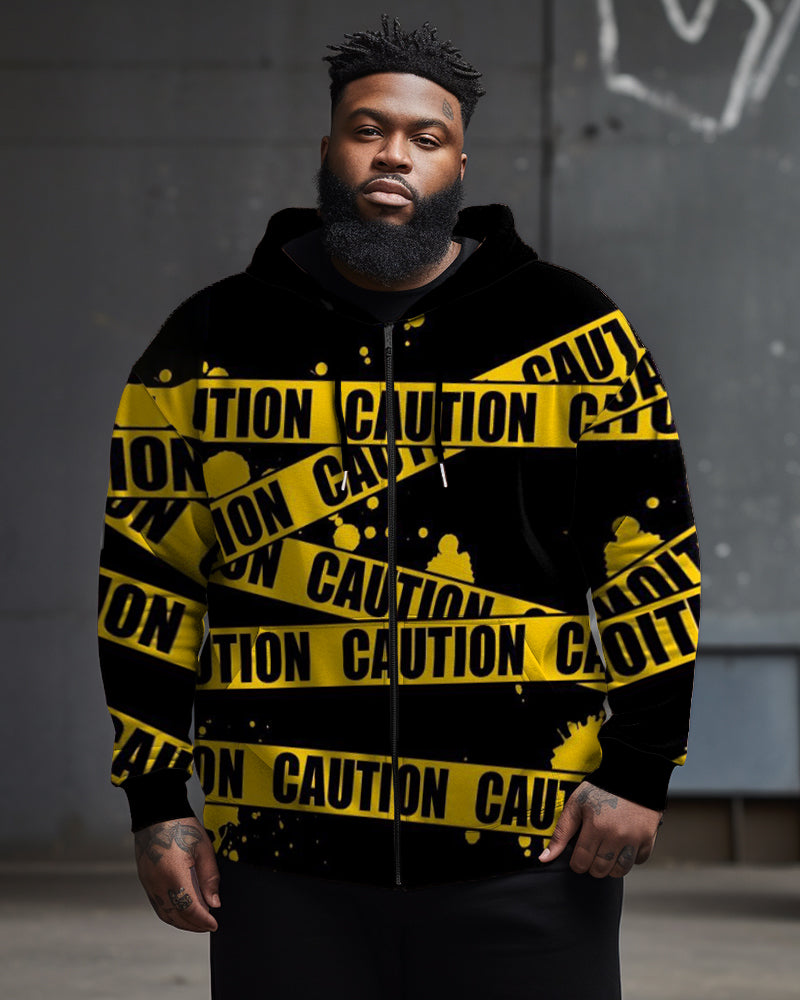 Big & Tall Black Yellow Graphic Hoodie for big men