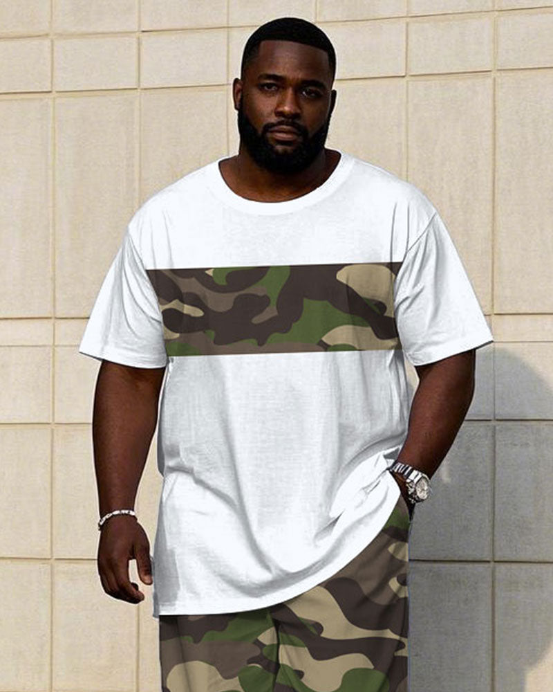 Big & Tall Camouflage T-Shirt Pants Set for big men view 2