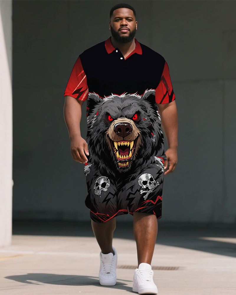 Big & Tall Skull Polo Shorts Set for big men view 1