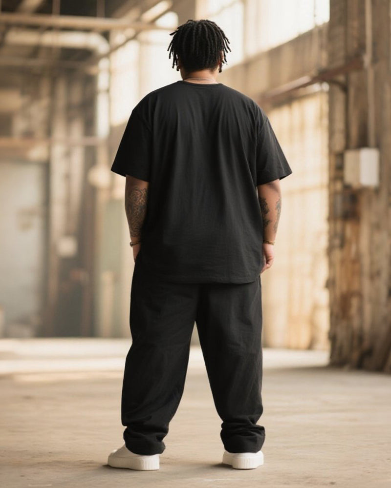 Big & Tall Graphic Graffiti T-Shirt Pants Set for big men view 4