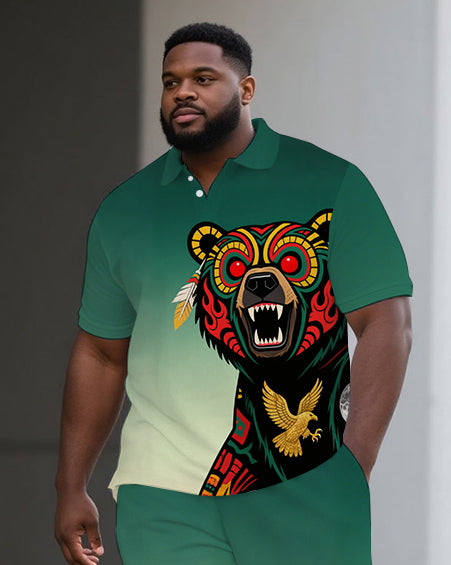 Big & Tall Gradient Polo Shorts Set for big men view 2