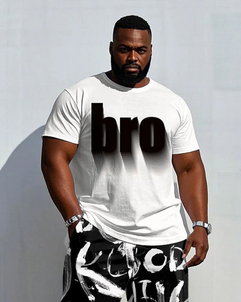 Big & Tall Graphic Graffiti T-Shirt Pants Set for big men view 2