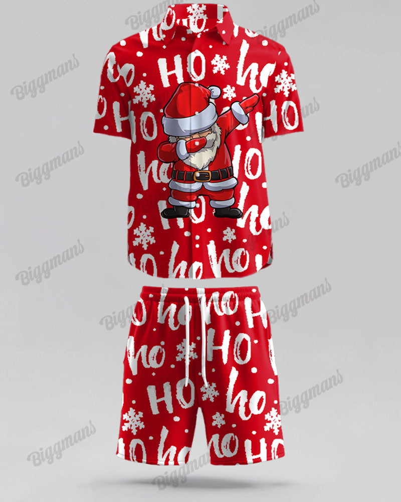 Big & Tall Red Graphic T-Shirt Shorts Set for big men view 5