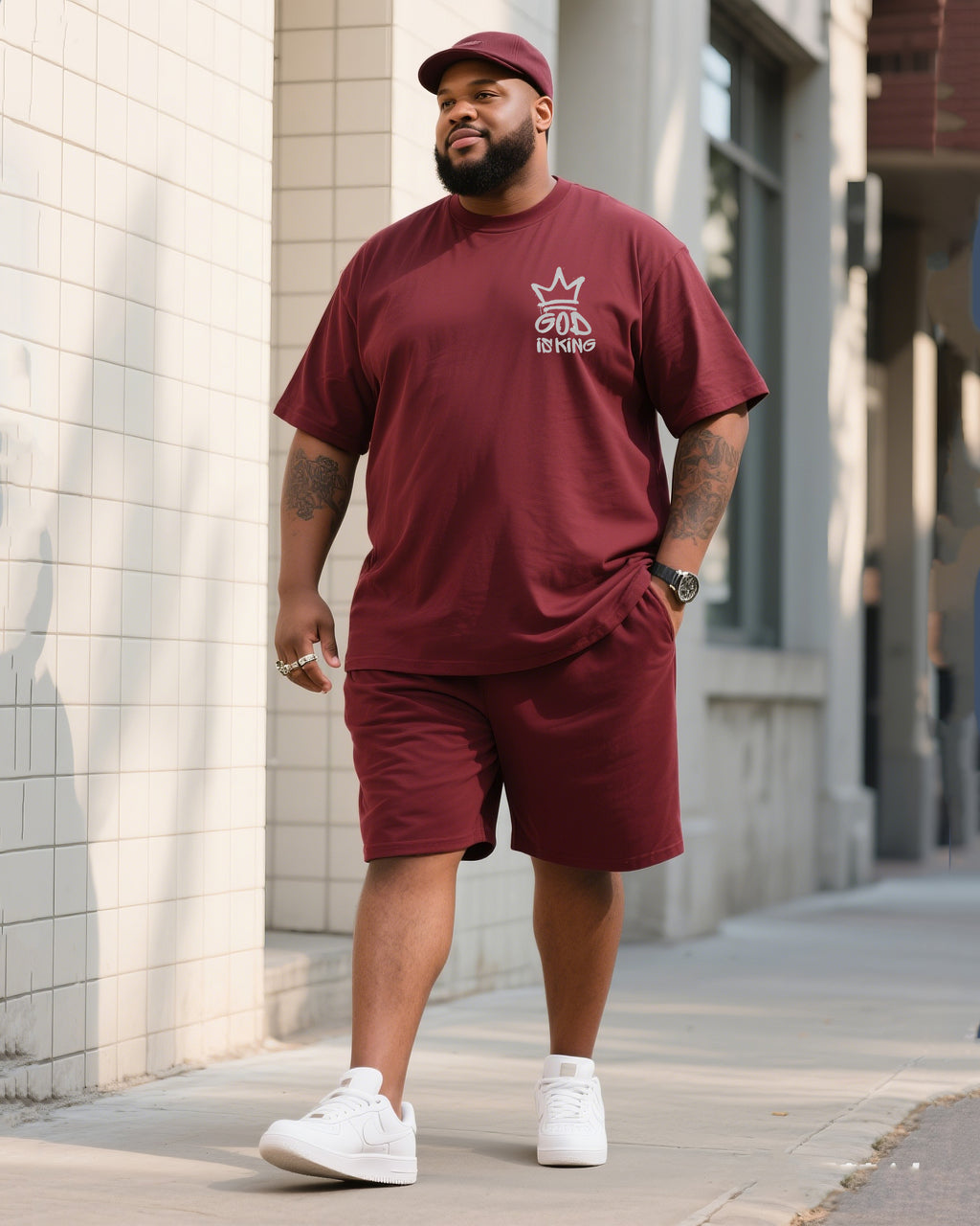 Big & Tall Graphic T-Shirt Shorts Set for big men view 1
