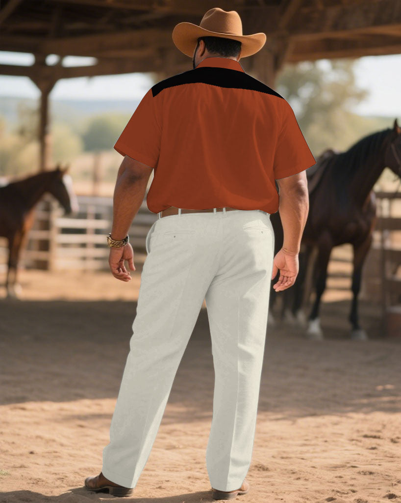 Big & Tall Western Denim Graphic T-Shirt Pants Set for big men view 4
