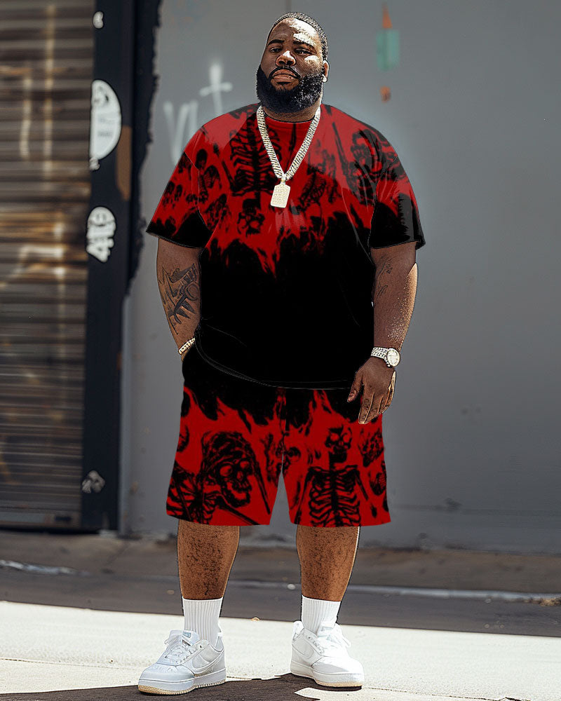 Big & Tall Graphic Streetwear T-Shirt Shorts Set for big men view 1