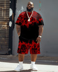 Big & Tall Graphic Streetwear T-Shirt Shorts Set for big men view 1