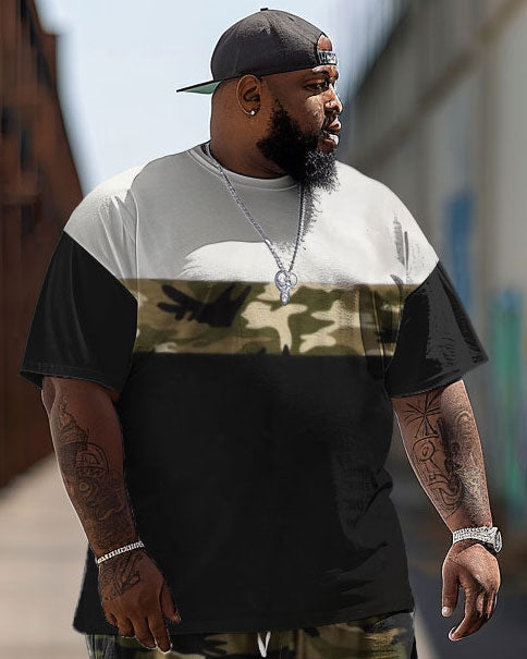 Big & Tall Colorblock Camouflage Two-piece Set for big men view 2
