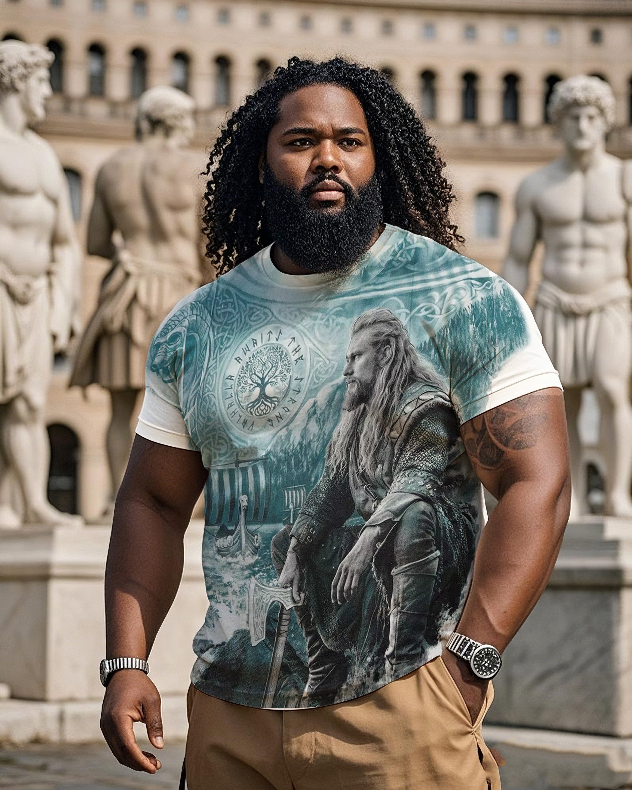 Big & Tall White Graphic T-Shirt for big men view 1