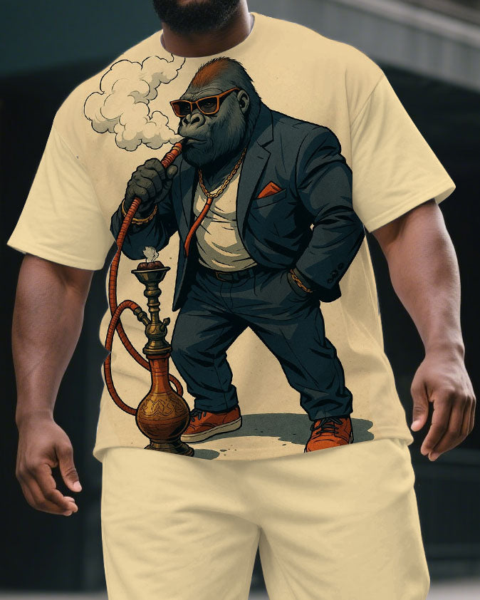 Big & Tall Graphic T-Shirt Shorts Set for big men view 2