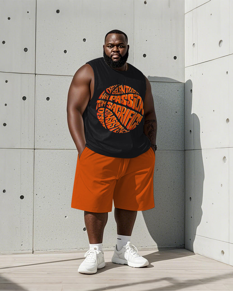 Big & Tall Blue Orange Graphic Two-piece Set for big men view 1