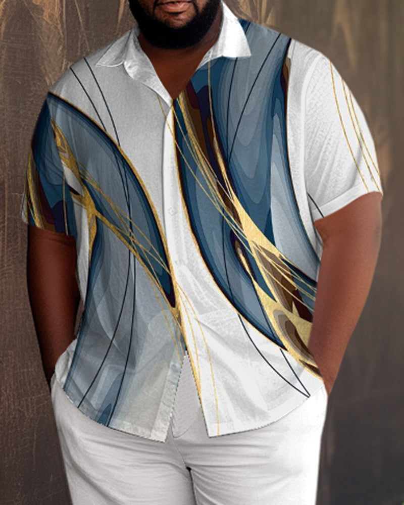 Big & Tall White Gradient T-Shirt Pants Set for big men view 2