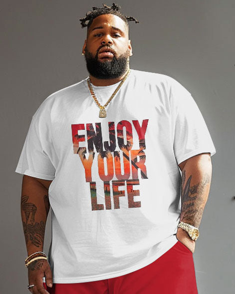 Big & Tall Graphic Streetwear T-Shirt Shorts Set for big men view 2