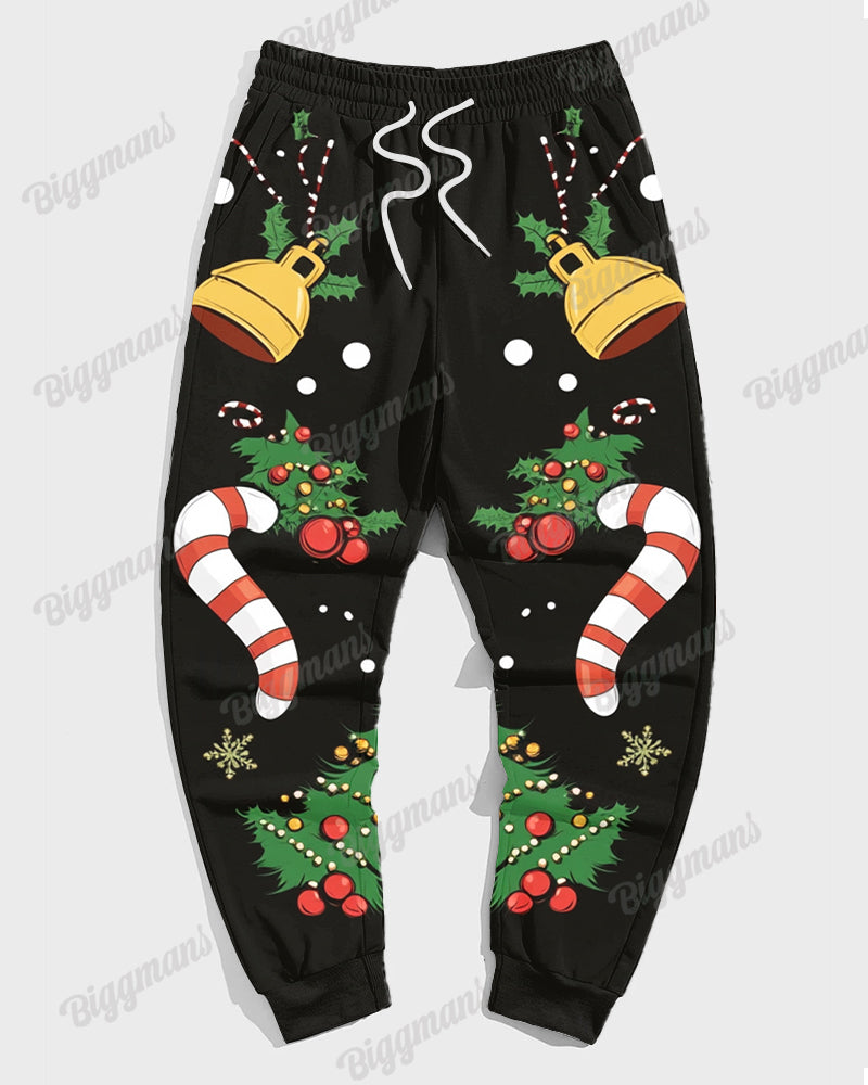 Big & Tall Black Graphic Hoodie Sweatpants Set for big men view 3