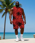 Big & Tall Red Hawaiian Tropical Two-piece Set for big men view 1