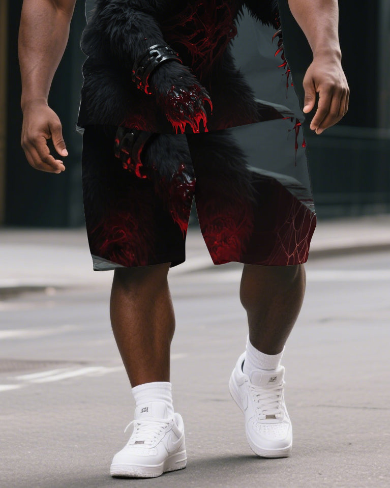 Big & Tall Streetwear T-Shirt Shorts Set for big men view 3