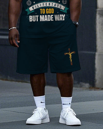 Big & Tall Graphic T-Shirt Shorts Set for big men view 3