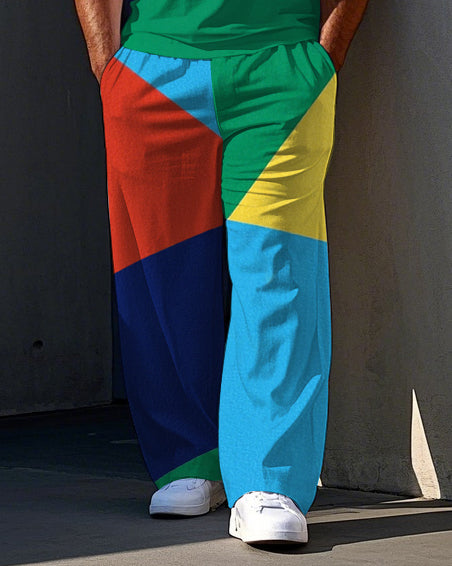 Big & Tall Colorblock Graphic Vest Pants Set for big men view 3