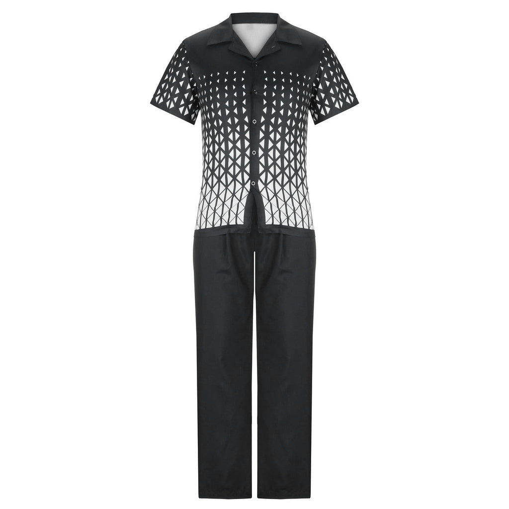 Big & Tall Black Gradient Shirt Pants Set for big men view 4