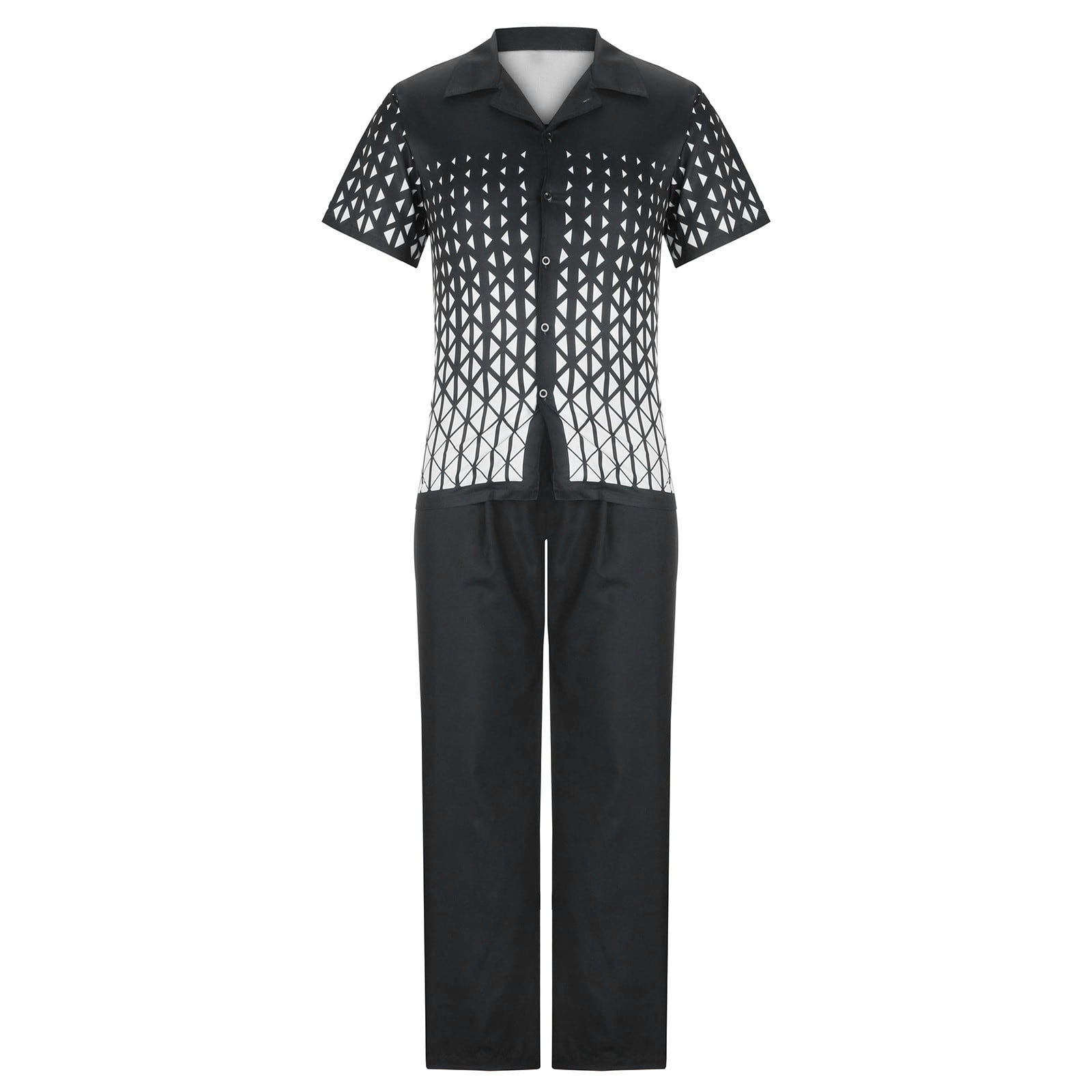 Big & Tall Black Gradient Shirt Pants Set for big men view 4