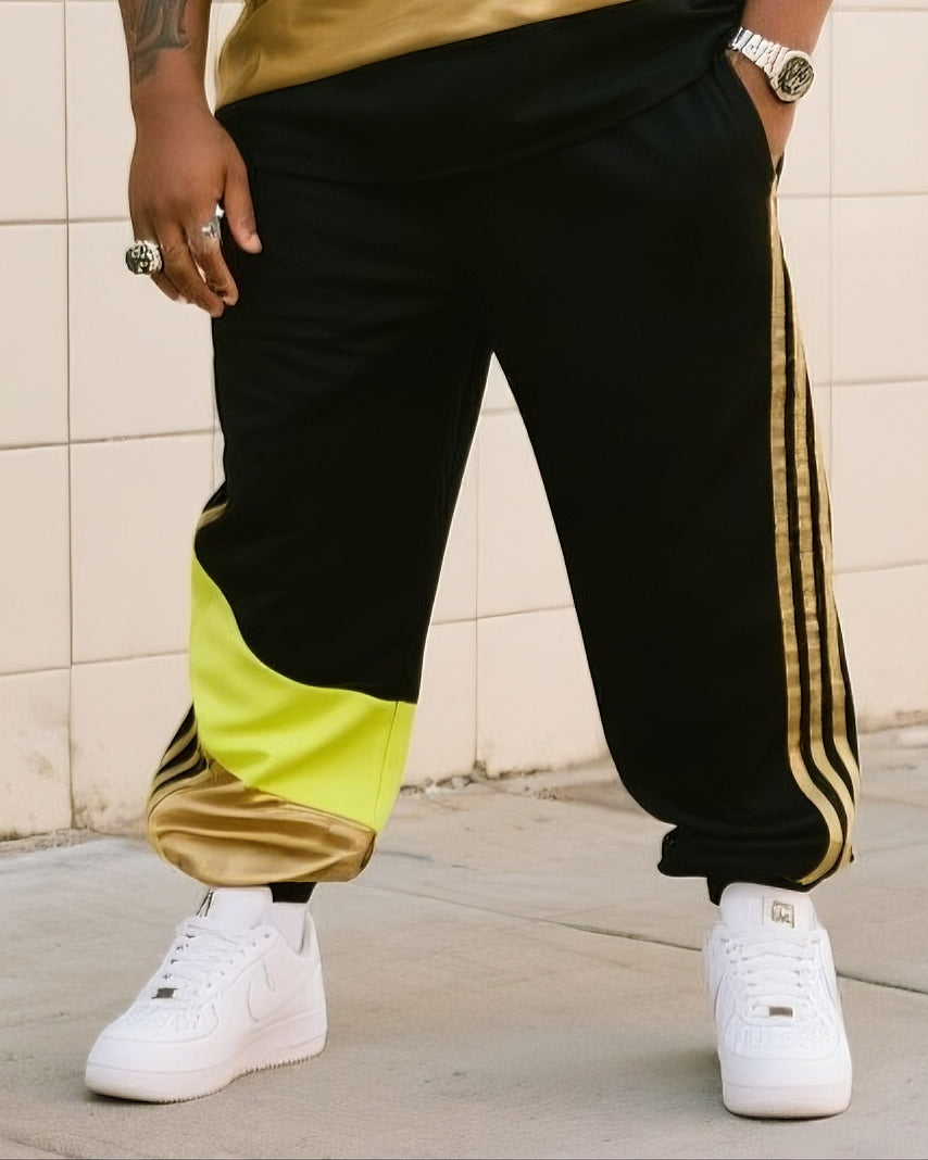 Big & Tall Striped T-Shirt Pants Set for big men view 3