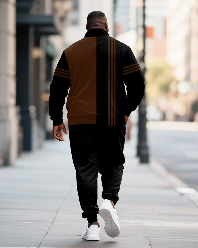 Big & Tall Colorblock Striped Two-piece Set for big men view 7
