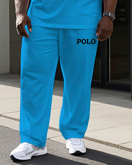 Big & Tall Colorblock Graphic T-Shirt Pants Set for big men view 3