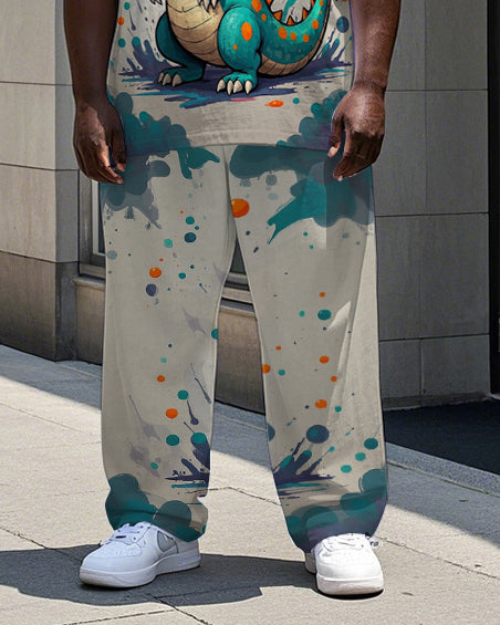 Big & Tall Splash Ink Streetwear T-Shirt Pants Set for big men view 3