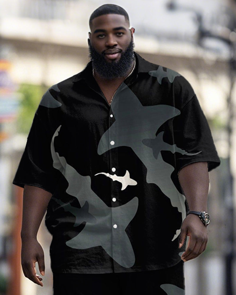 Big & Tall Hawaiian Graphic T-Shirt Shorts Set for big men view 2