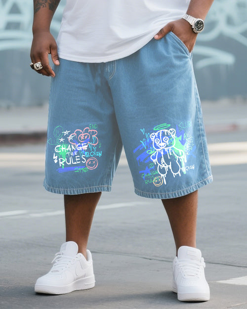 Big & Tall Denim Graffiti Streetwear Jeans for big men