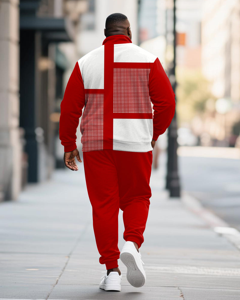 Big & Tall Colorblock Geometric Two-piece Set for big men view 5