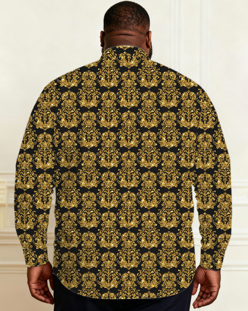 Big & Tall Black Business Casual Long Sleeve Shirt for big men view 2