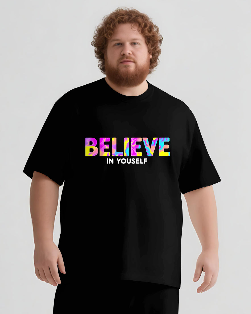 Big & Tall Graphic Streetwear T-Shirt Shorts Set for big men view 5