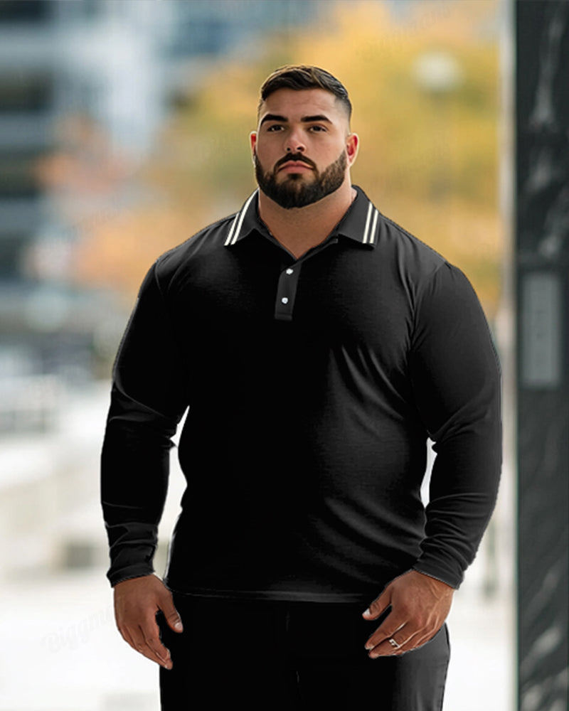 Big & Tall Solid Color Two-piece Set for big men view 2