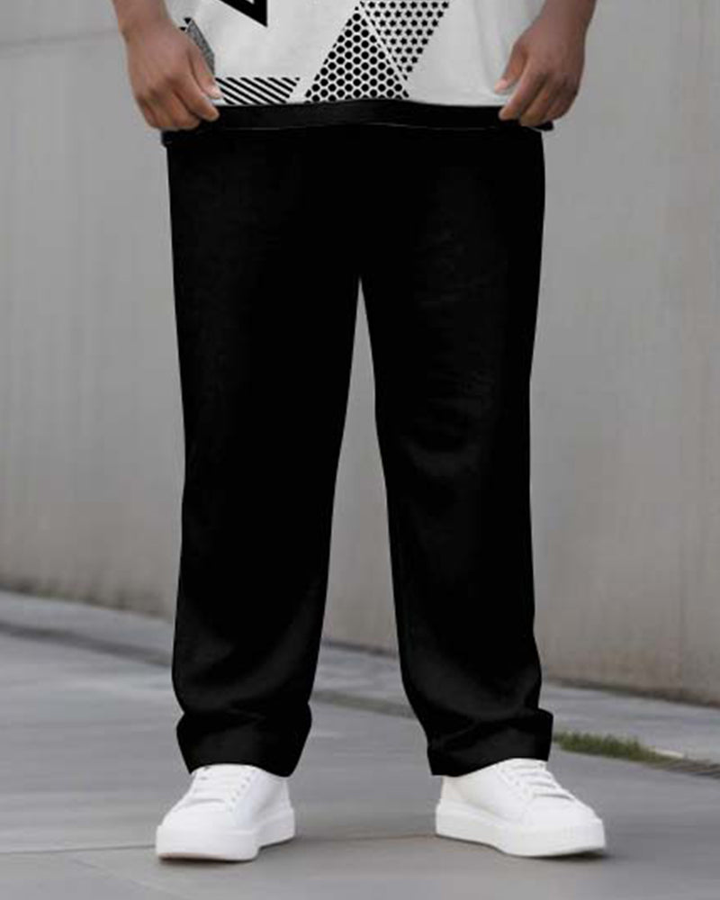 Big & Tall Black White Geometric Two-piece Set for big men view 3