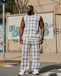 Big & Tall Plaid Streetwear Vest Pants Set for big men view 1