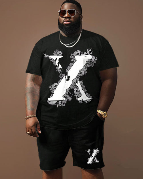 Big & Tall Graphic Streetwear T-Shirt Shorts Set for big men view 1