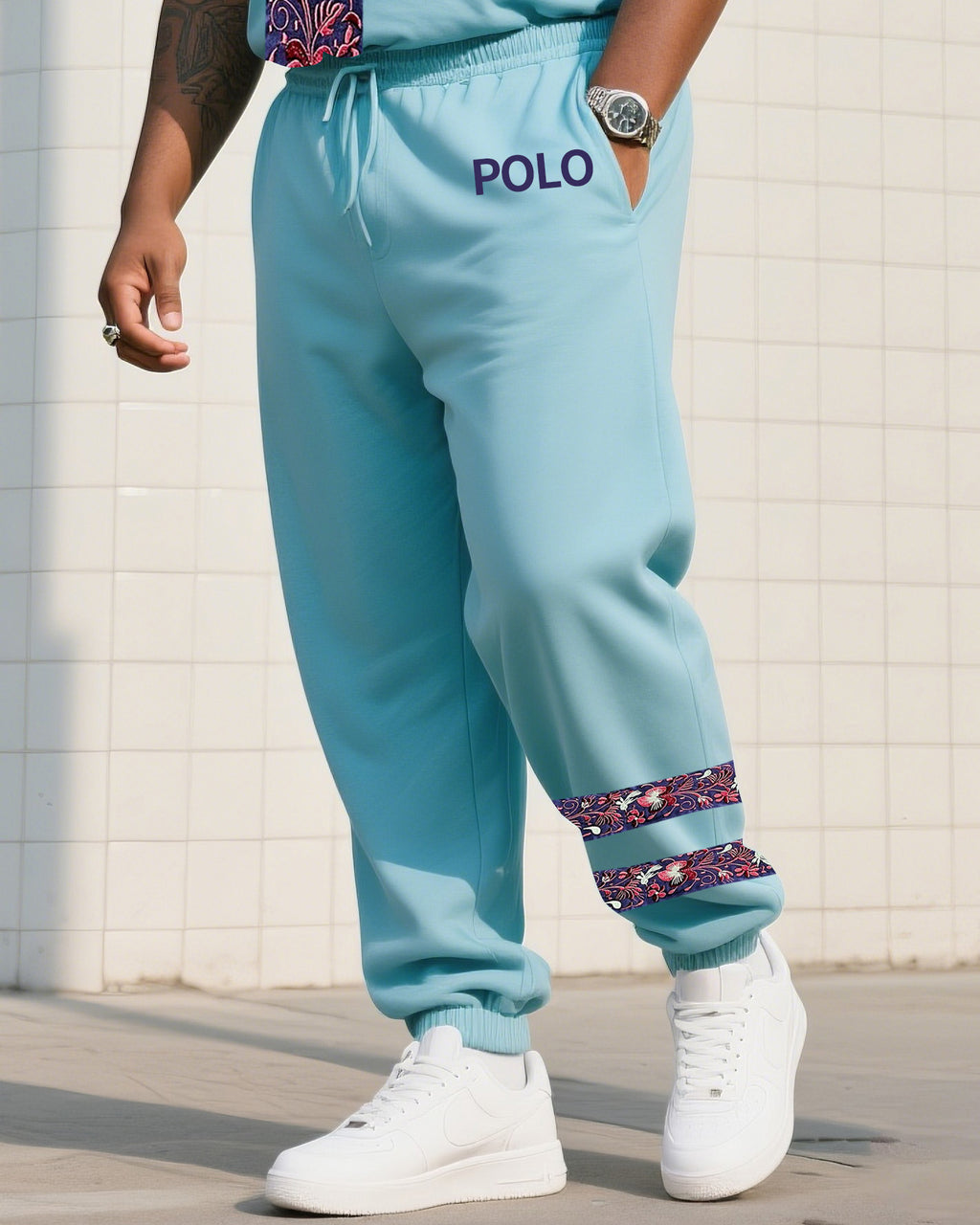 Big & Tall Patchwork Two-piece Set for big men view 3