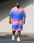 Big & Tall Gradient T-Shirt Shorts Set for big men view 1