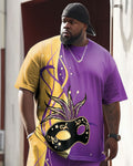 Big & Tall Colorblock Streetwear Two-piece Set for big men view 2