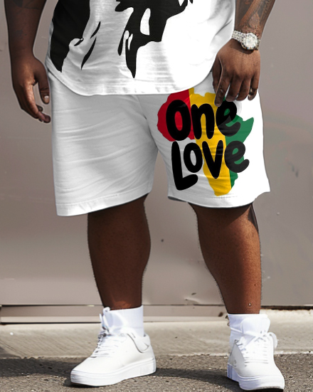 Big & Tall Reggae T-Shirt Shorts Set for big men view 3