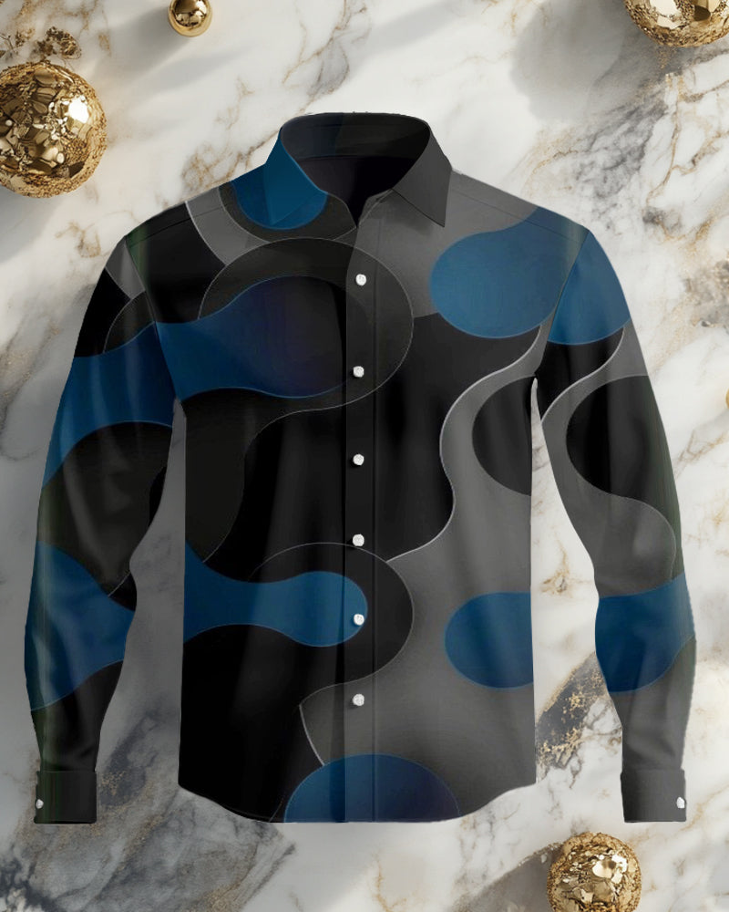 Big & Tall Colorblock Gradient Long Sleeve Shirt for big men view 2