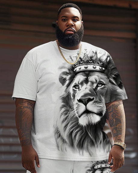 Big & Tall Graphic Streetwear T-Shirt Shorts Set for big men view 2