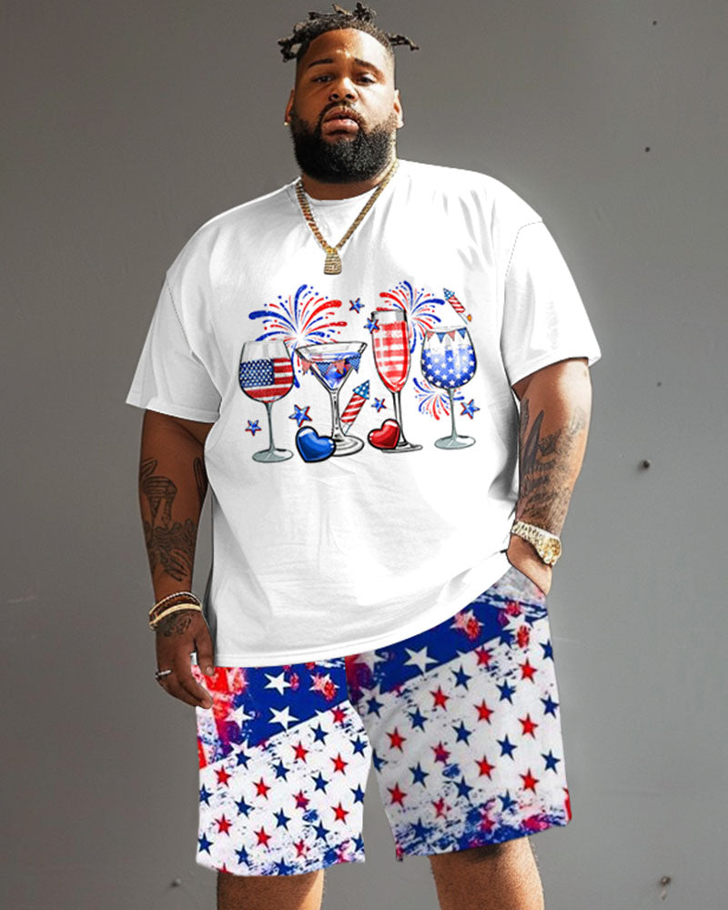 Big & Tall Graphic T-Shirt Shorts Set for big men view 1