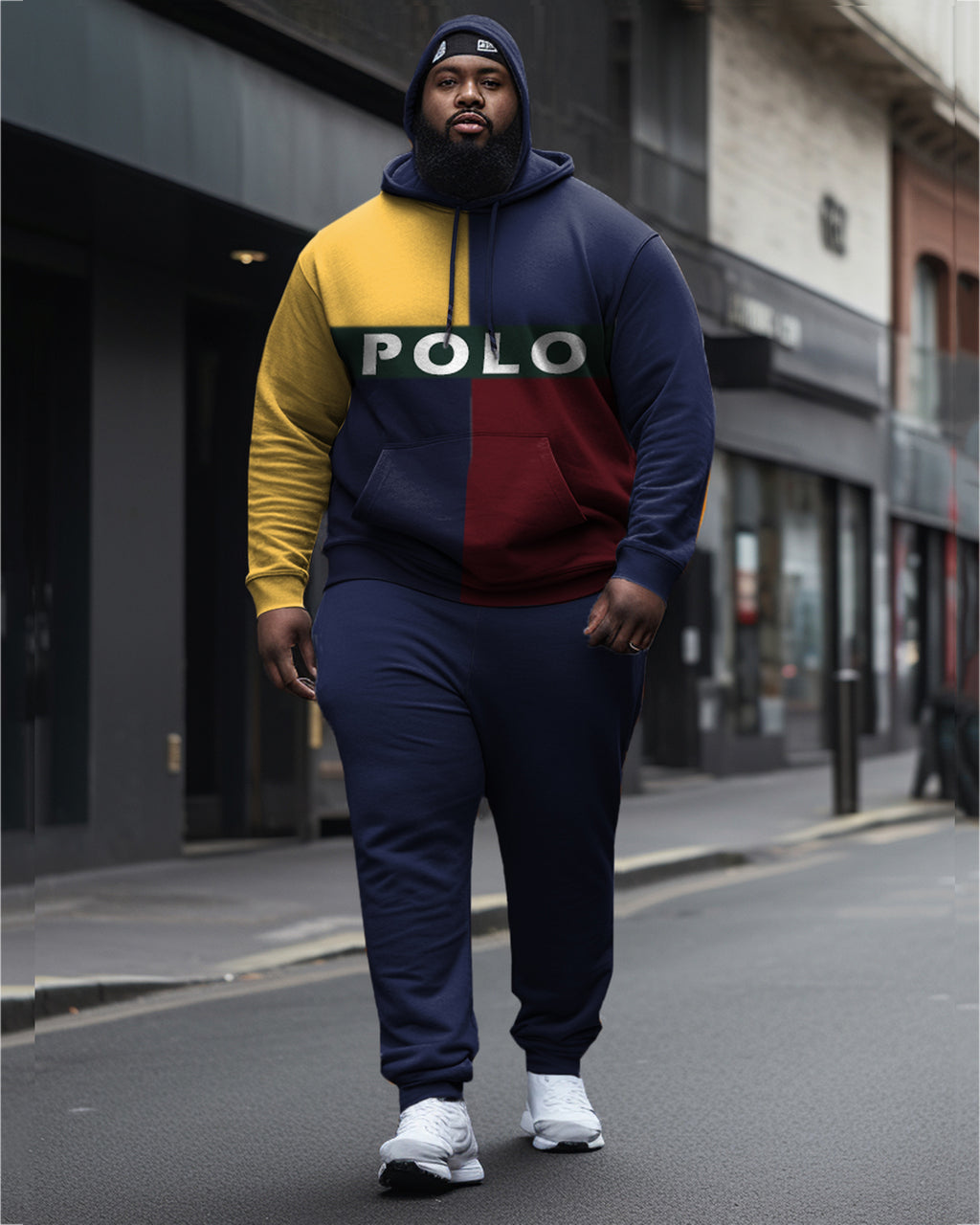 Big & Tall Colorblock Athletic Hoodie Sweatpants Set for big men view 1