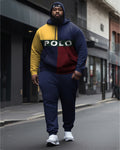 Big & Tall Colorblock Athletic Hoodie Sweatpants Set for big men view 1